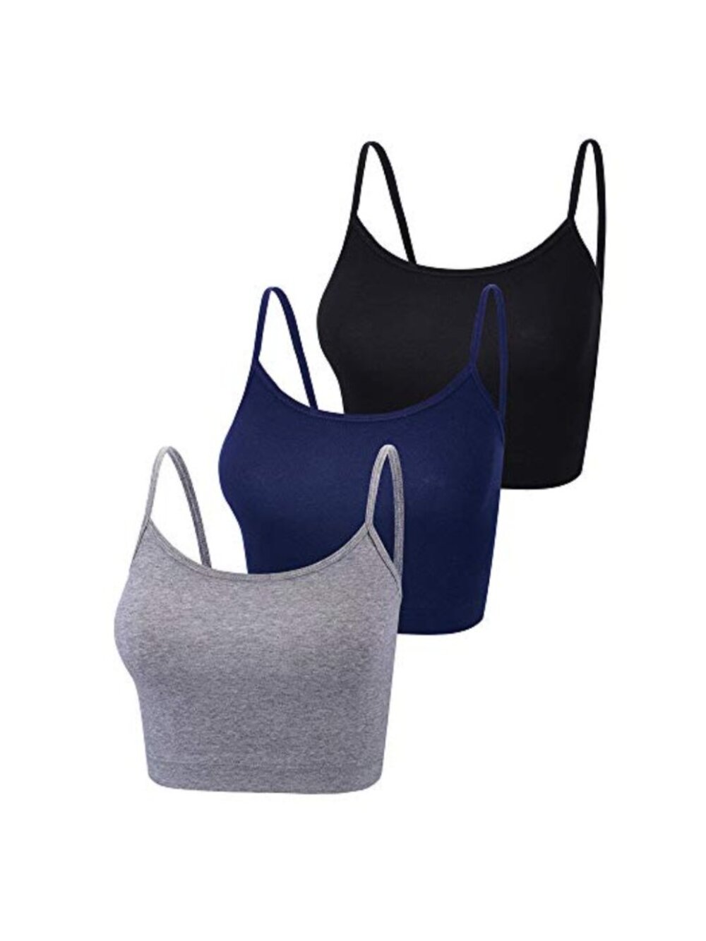 3 Pack Adjustable Spaghetti Strap Camisole Crop Tank Top for Yoga Sleep